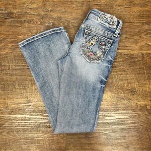Grace in LA Girls Jeans Size 10 Bootcut Embroidered Horseshoe 26” Inseam
